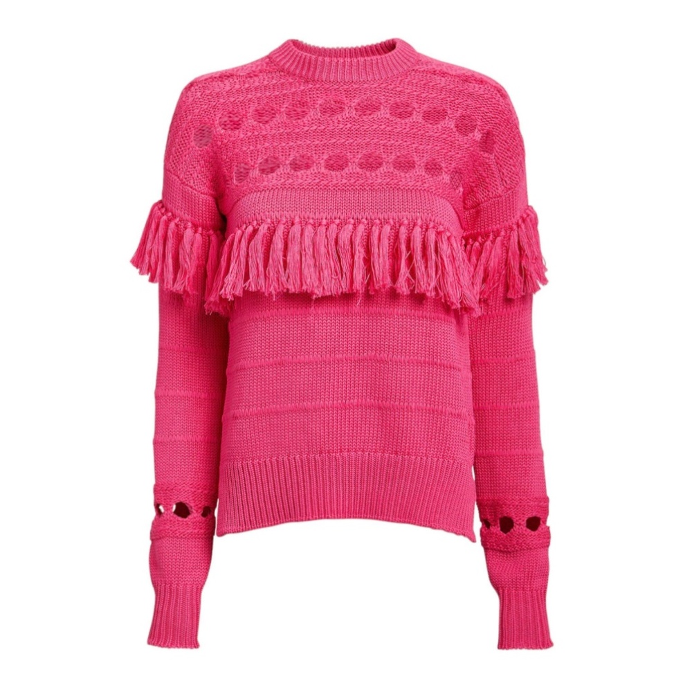 Jonathan Simkhai Chunky Tassel Sweater in Hot Pink - Picture 10 of 10